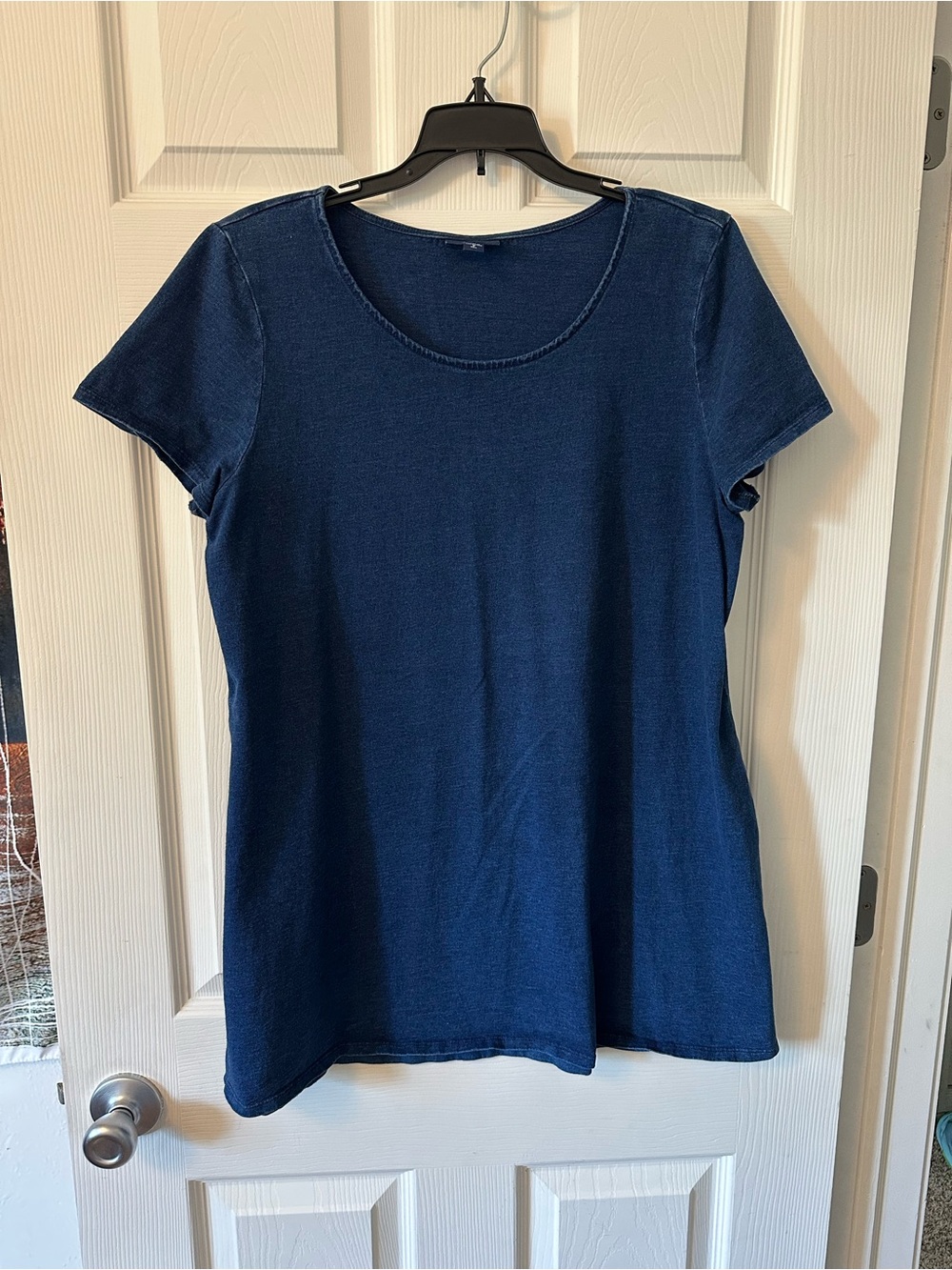 J. Jill Women's Short-Sleeve Denim Scoop Neck Tee